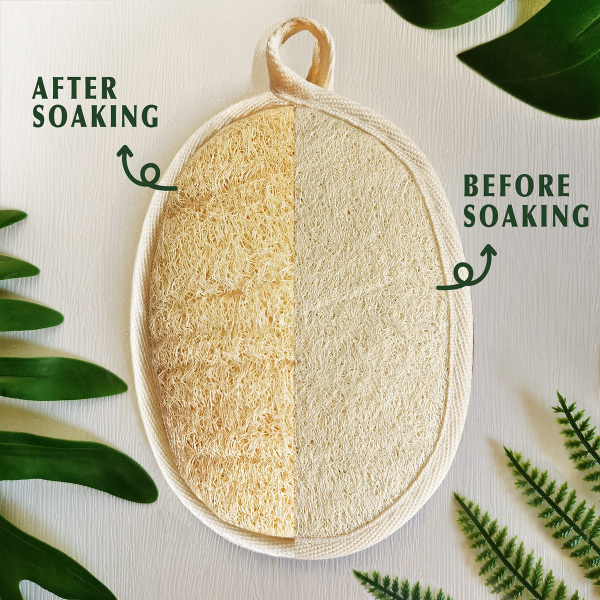 Natural Loofah Sponge Exfoliating Body Scrubber (3 Pack) Beige