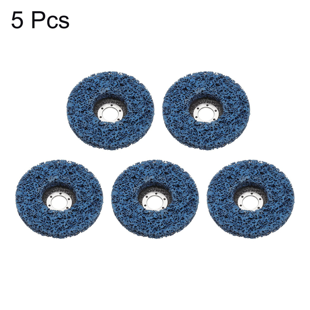 HARFINGTON 5pcs Strip Disc Stripping Wheels 5" x 7/8" Stripping Discs Wheel for Angle Grinder Clean and Remove Paint Coating Rust Welds Oxidation, Blue