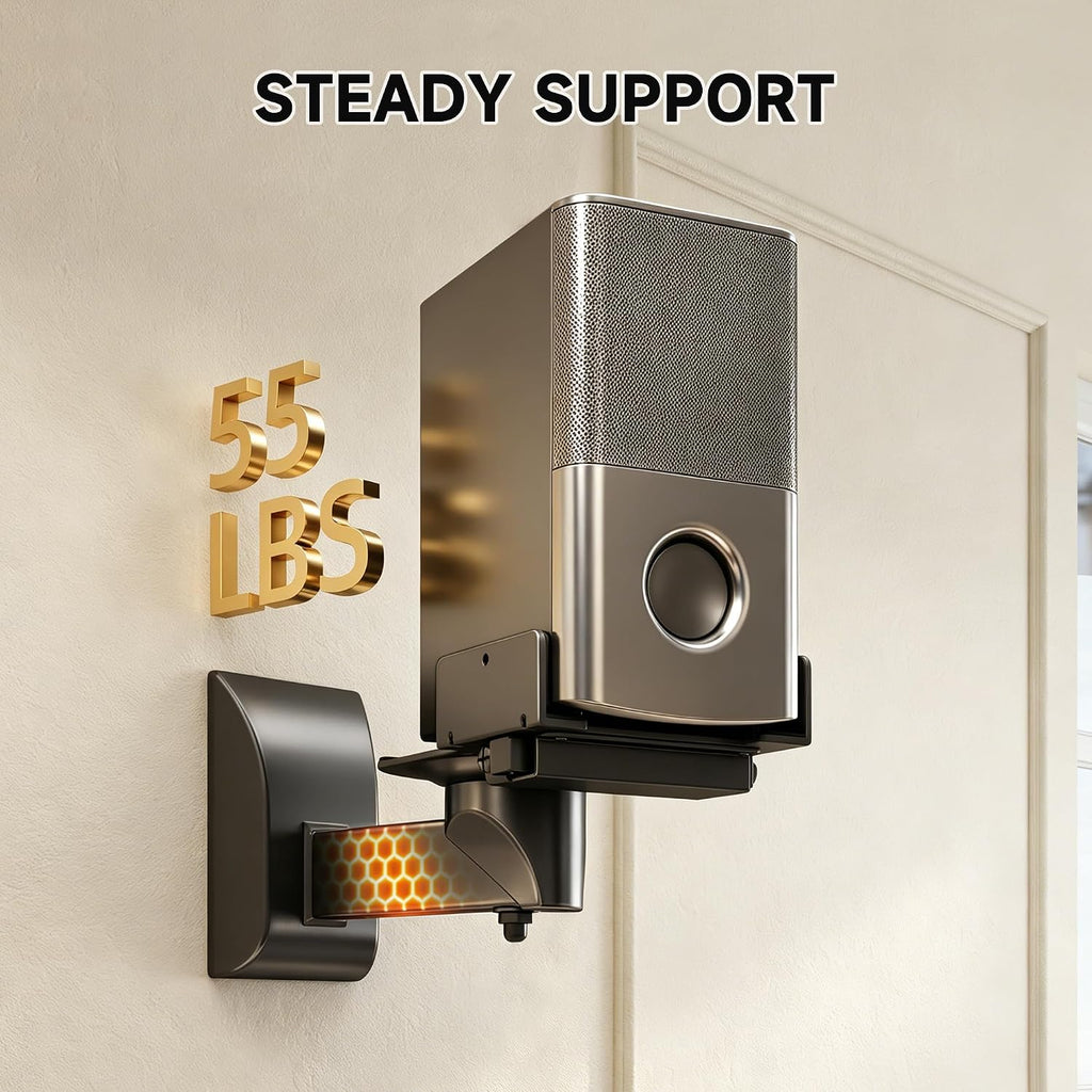 2PC Speaker Wall Mount Bookshelf Speaker Stand Surrounding Sound Bracket Swivel & Tilt for Living Room, Studio