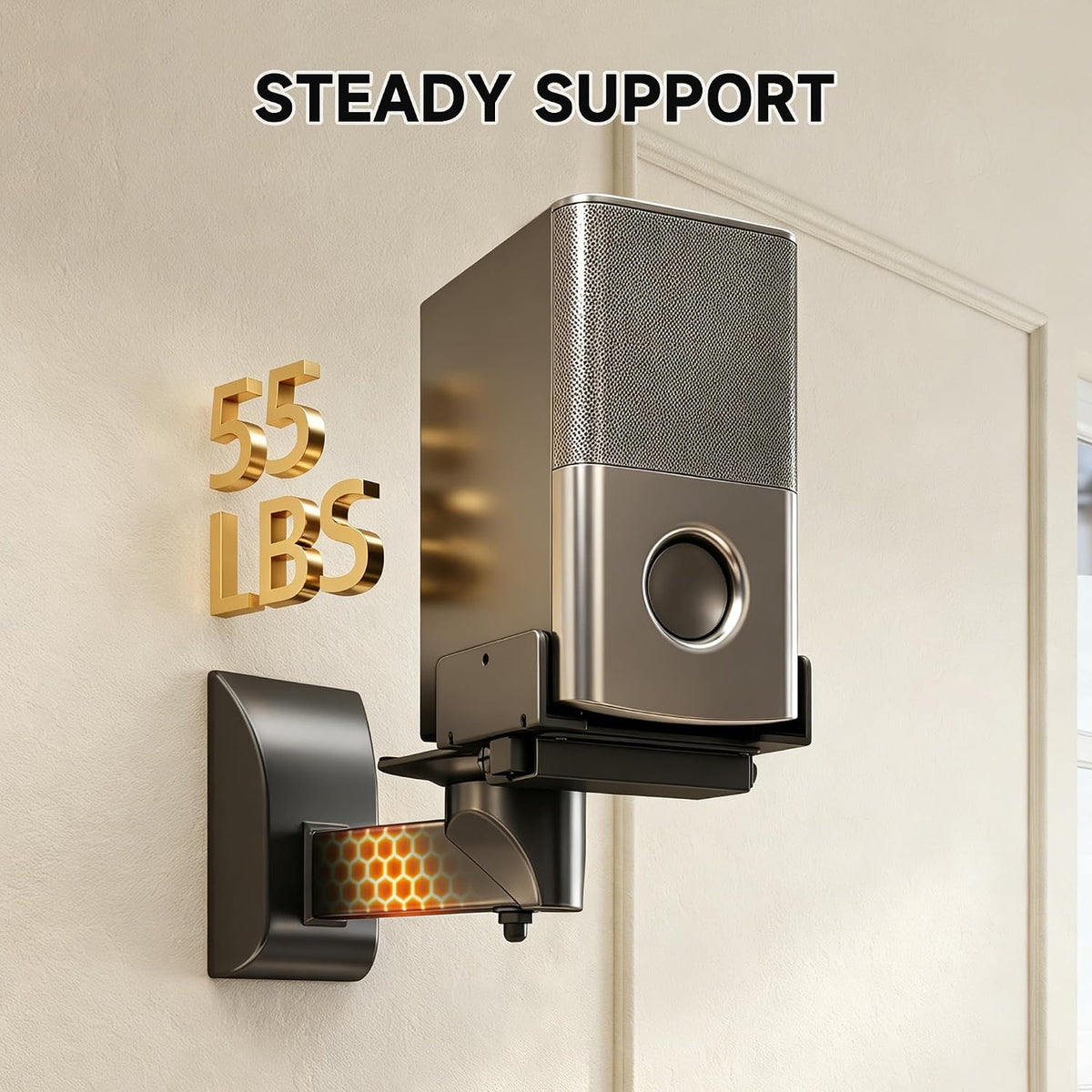 2PC Speaker Wall Mount Bookshelf Speaker Stand Surrounding Sound Bracket Swivel & Tilt for Living Room, Studio