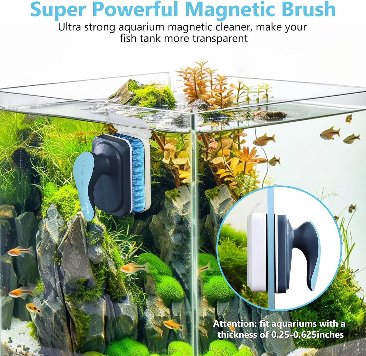 Aquarium Magnetic Glass Cleaner, Fish Tank Algae Cleaning Tool