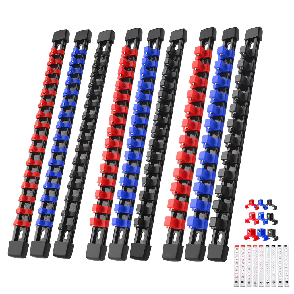 9-Pack Socket Organizer Set, 1/4" x 48 3/8" x 45 1/2" x 36 Clips