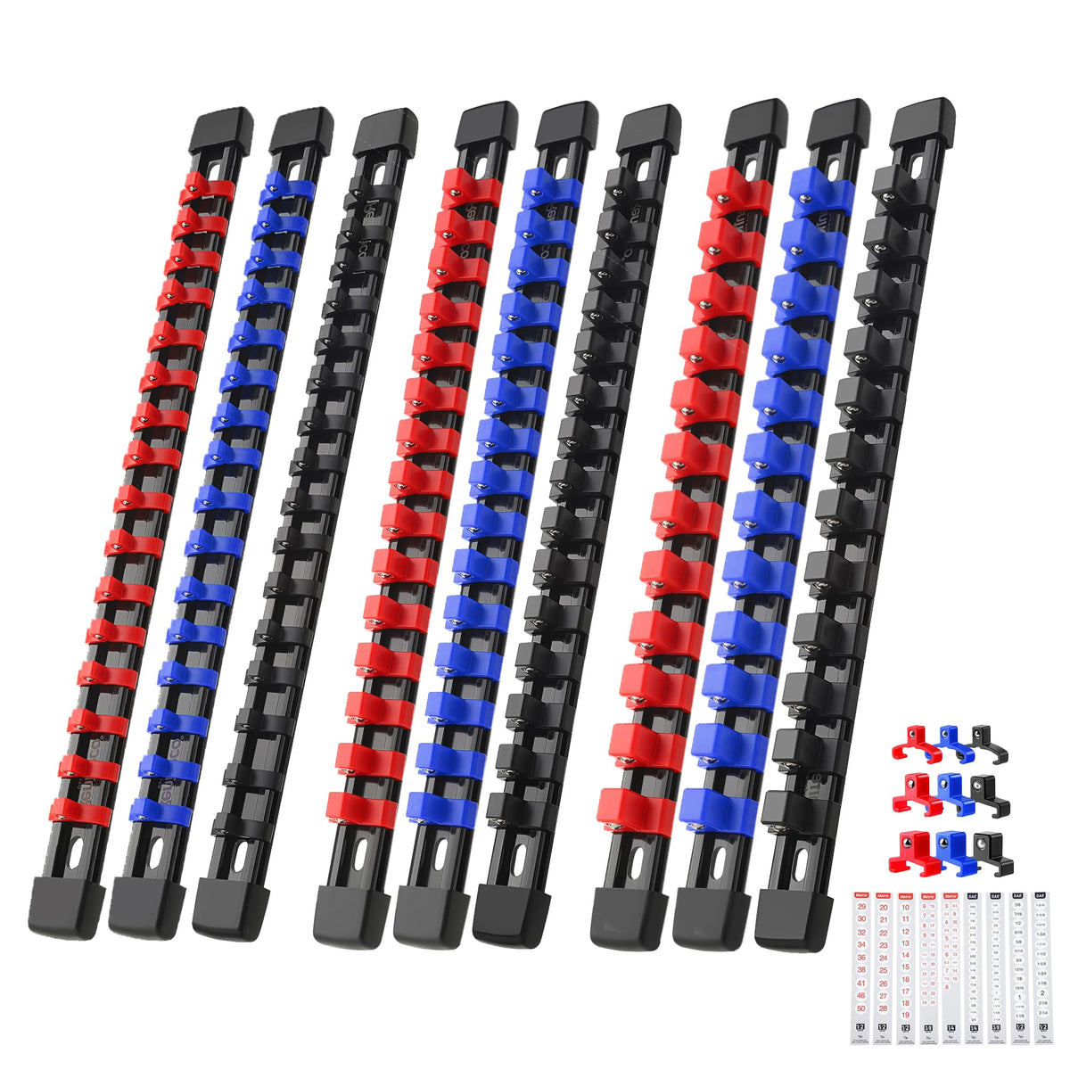 9-Pack Socket Organizer Set, 1/4" x 48 3/8" x 45 1/2" x 36 Clips