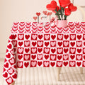 Valentine's Day Rectangle Tablecloth Red Pink Hearts Plaids Fabric Table Cloth Washable Love Heart Table Cover for