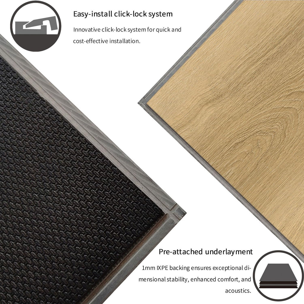 Click Lock SPC Luxury Vinyl Flooring Plank | 5mm Thick | 40.8 x 7 Inch | Wood Textured | Rigid Surface Hard Core |