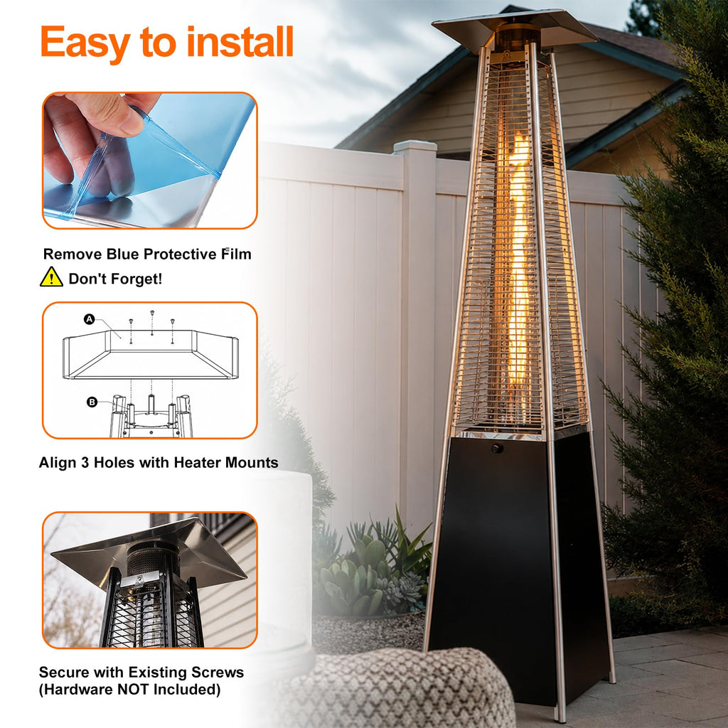 4-Sided Square Patio Heater Reflector Shield – Hole Distance 4 Inches