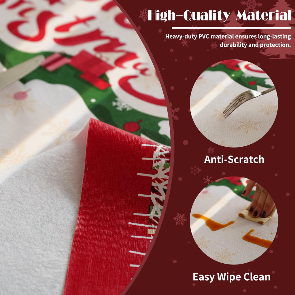 Christmas Rectangle Table Cloth,100% Waterproof Tablecloth,Christmas Decorations for Home, Vinyl Tablecloth Plastic