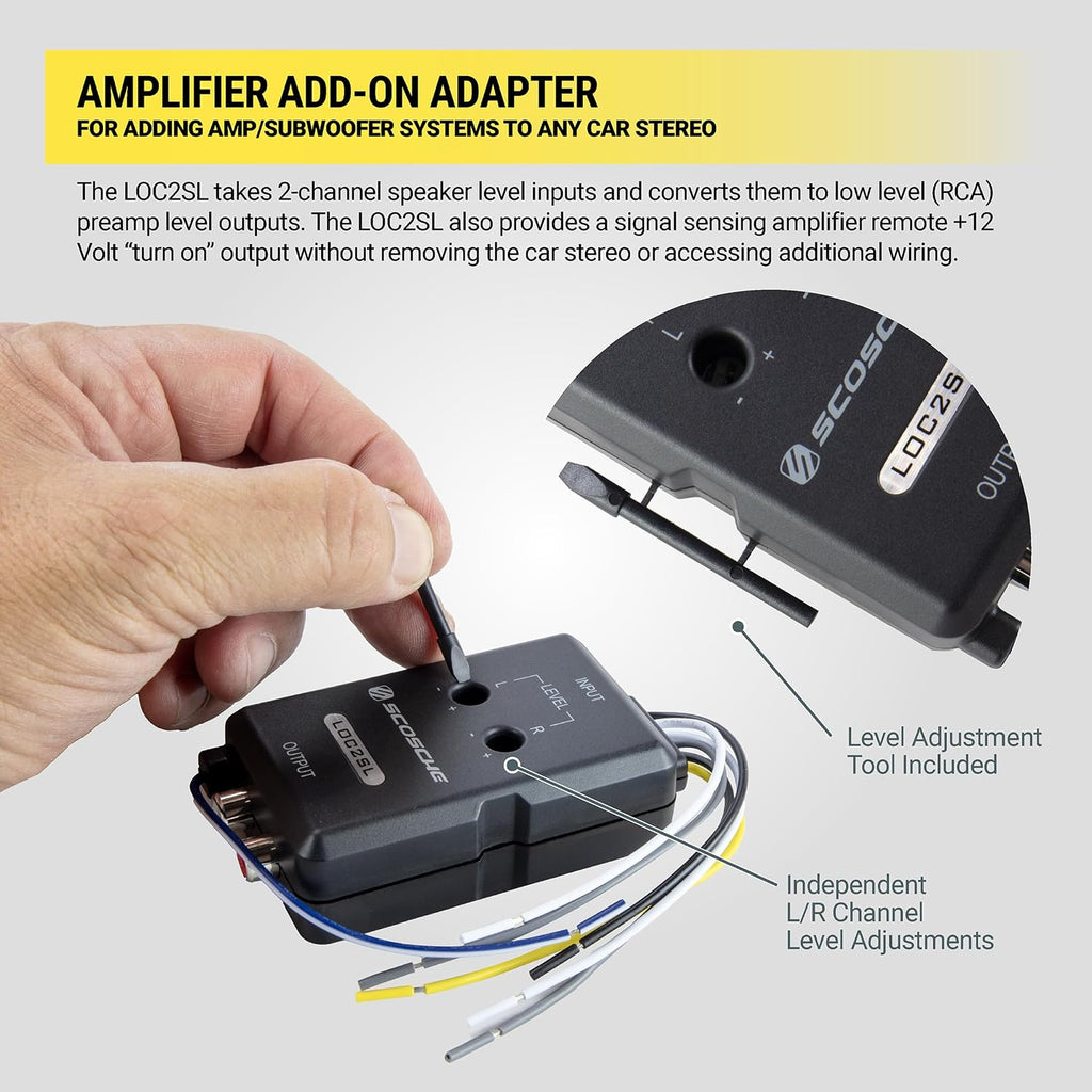 LOC2SL Line Output Converter with Remote Control Knob - 2CH High/Low RCA Converter Car Audio - Ideal for Subwoofer