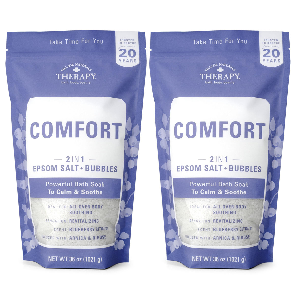 Comfort Foaming Bath Soak, Blueberry Citrus Scent, 36 oz, Pack of 2