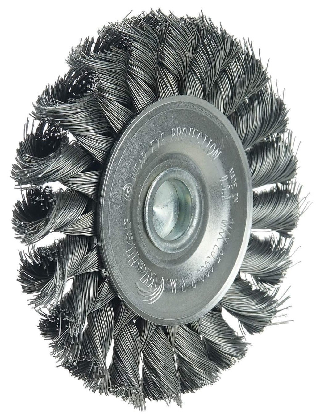 Weiler 17680 3-1/4" Stem-Mounted Knot Wire Wheel, .0118" Steel Fill, 1/4" Stem, Made in the USA