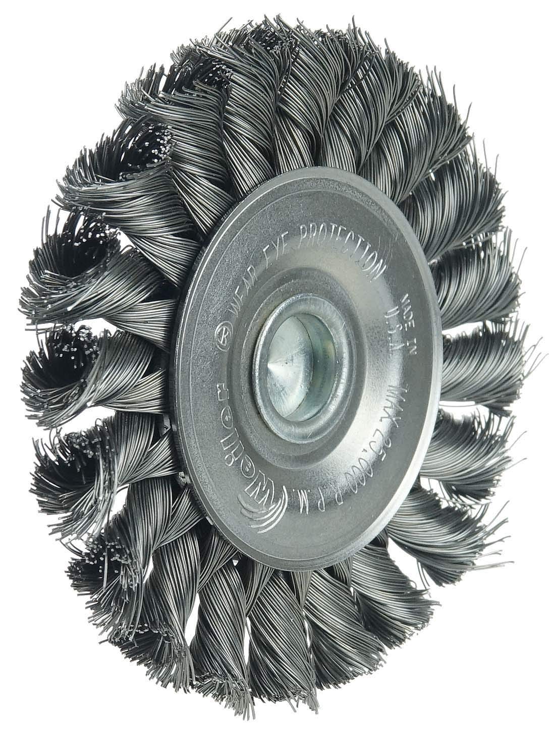 Weiler 17680 3-1/4" Stem-Mounted Knot Wire Wheel, .0118" Steel Fill, 1/4" Stem, Made in the USA