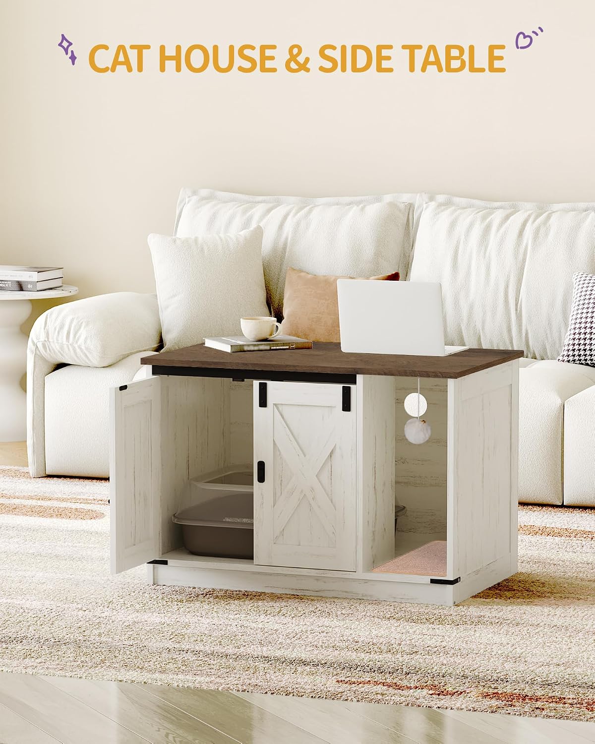 Cat Litter Box Enclosure, Hidden Litter Box Cabinet Furniture