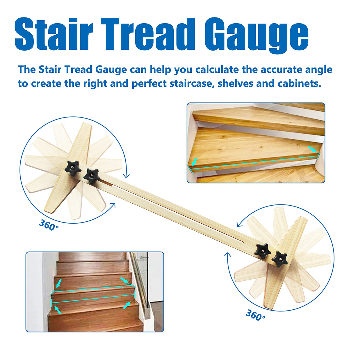 Stair Tread Gauge and Shelf Layout Tool for Stairs, Risers and Partitions
