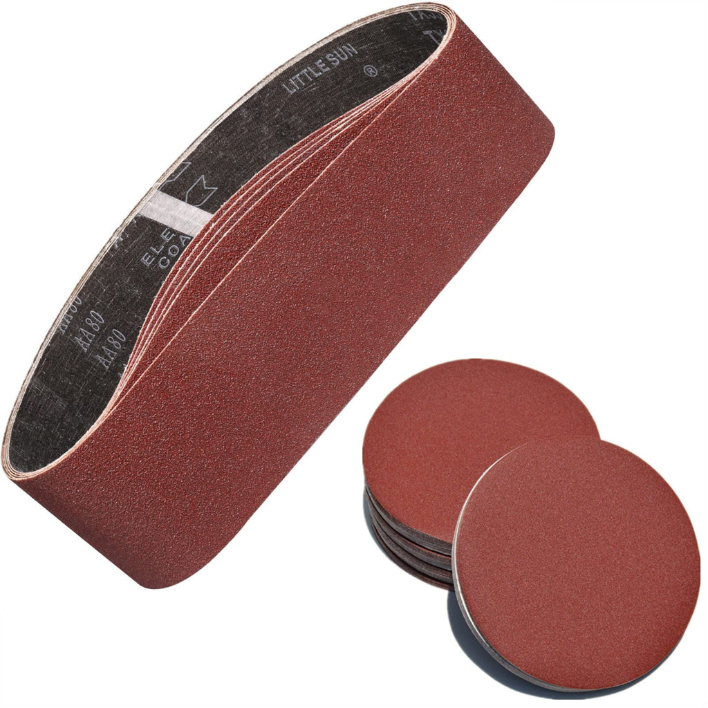 POTUINOM 28Pack 4x36 Inch Sanding Belts and 6 Inch PSA Sanding Discs Set