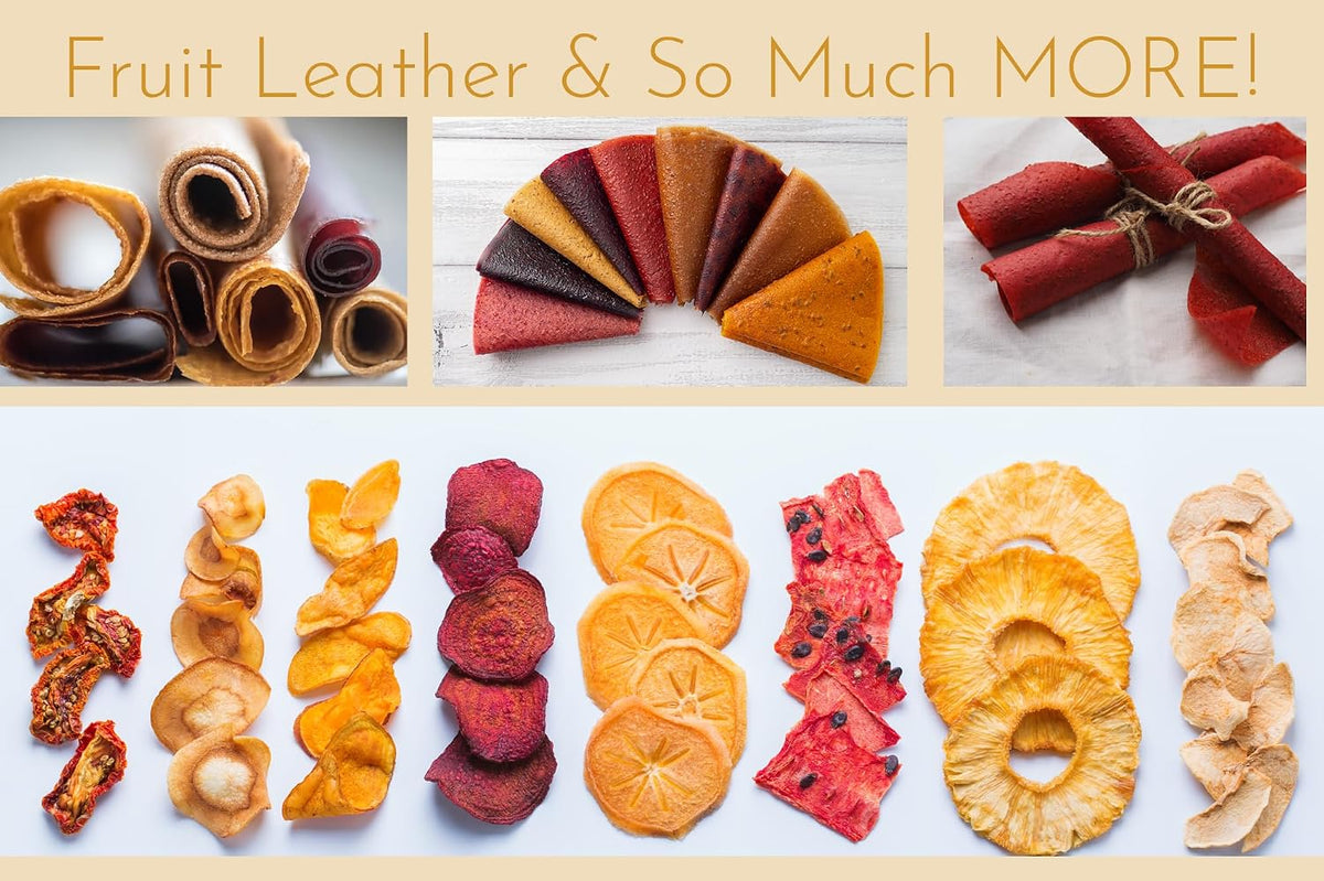 4 Fruit Leather Silicone Dehydrator Sheets with EDGES - NON-Toxic for Nesco Round Dehydrators Lip Mold Hold Batter