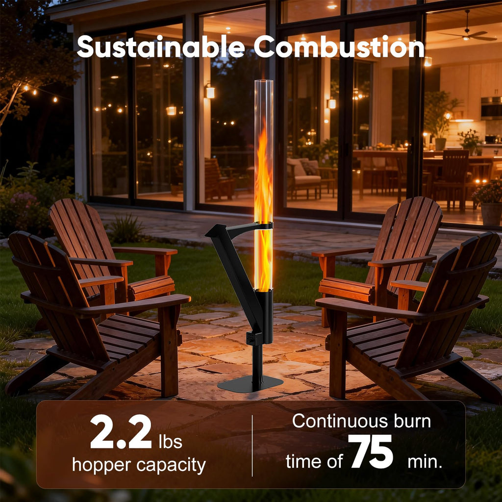 55 Inch Rocket Stove，Decorative Wood Pellet Heater，Outdoor Fireplace