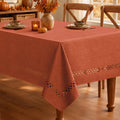 Burnt Orange Fall Rectangle Tablecloth with Cutouts 60x84 Inch