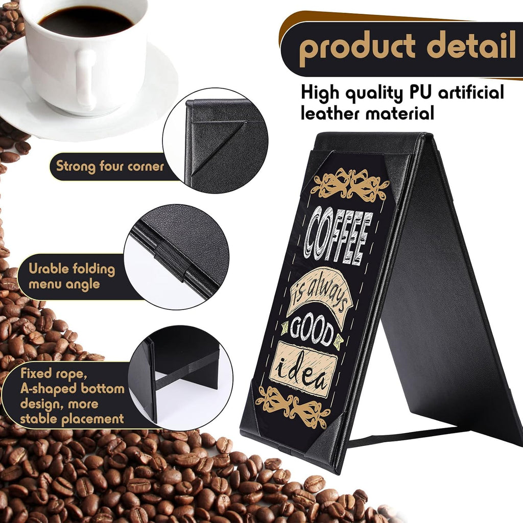 12 Pack Leather Table Tents Double Sided Menu Holders, 4 x 6 Inch