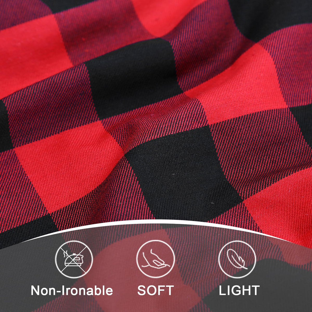 Christmas Tablecloth 56x84 Inches Black and Red Plaid Table Cloth Buffalo Checkered Tablecloth for Xmas Party