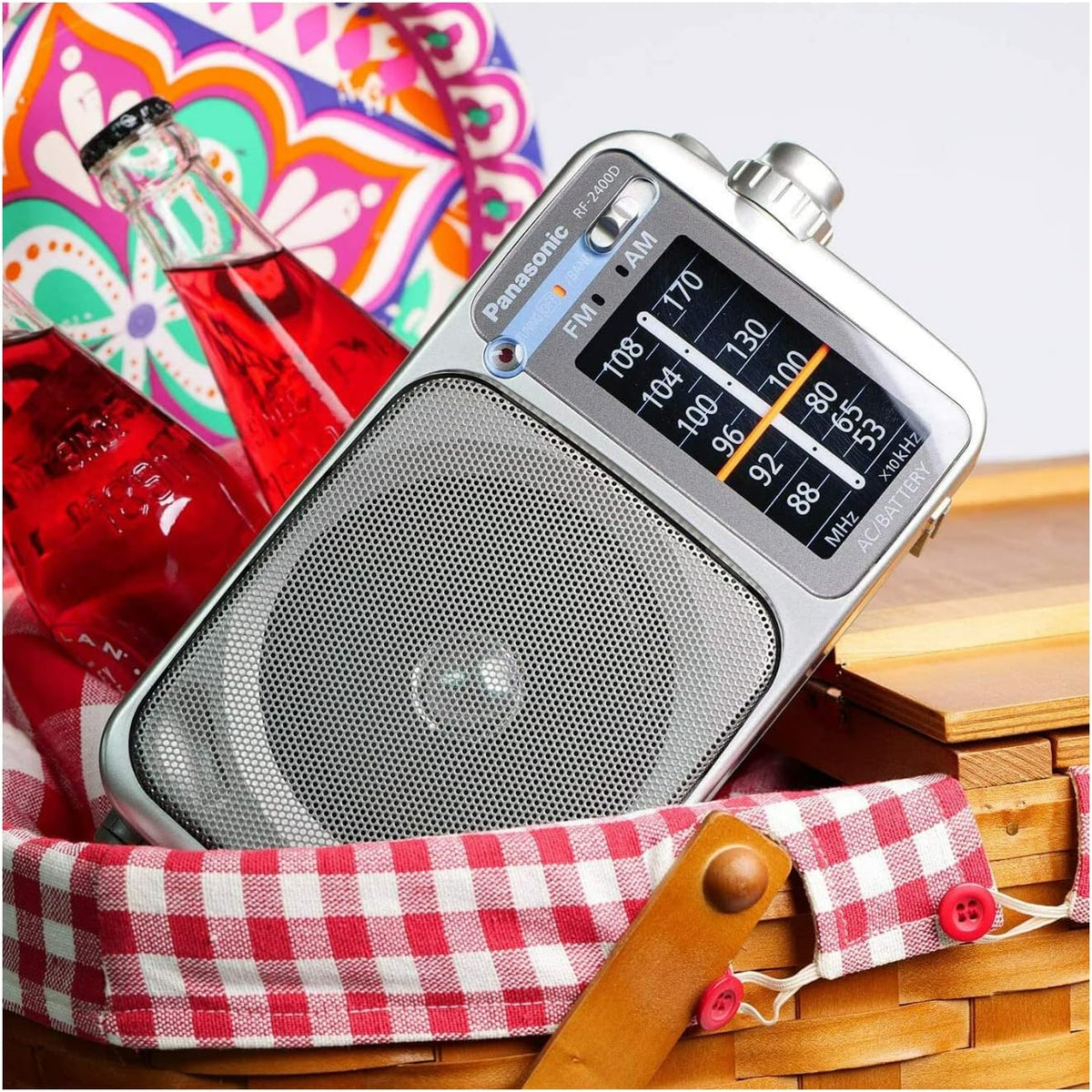 Portable AM/FM Radio, Battery Operated Analog Radio, AC Powered, Silver (RF-2400D) | Battery Operated Analog, AC Powered