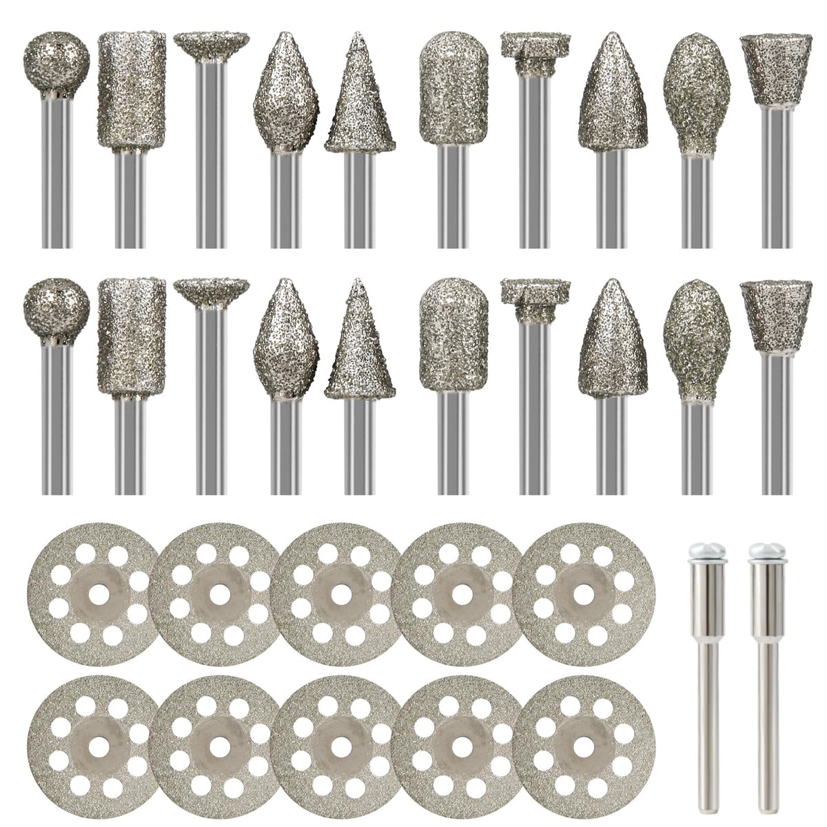 32Pcs 60Grit Diamond Burr Bits for Dremel Bits 1/8" Shank Cutting Wheel