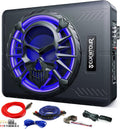 10" 1200W Under Seat Car Subwoofer and amp package，Subs with RGB LED Light | Built in Amplifier,Slim design,Include
