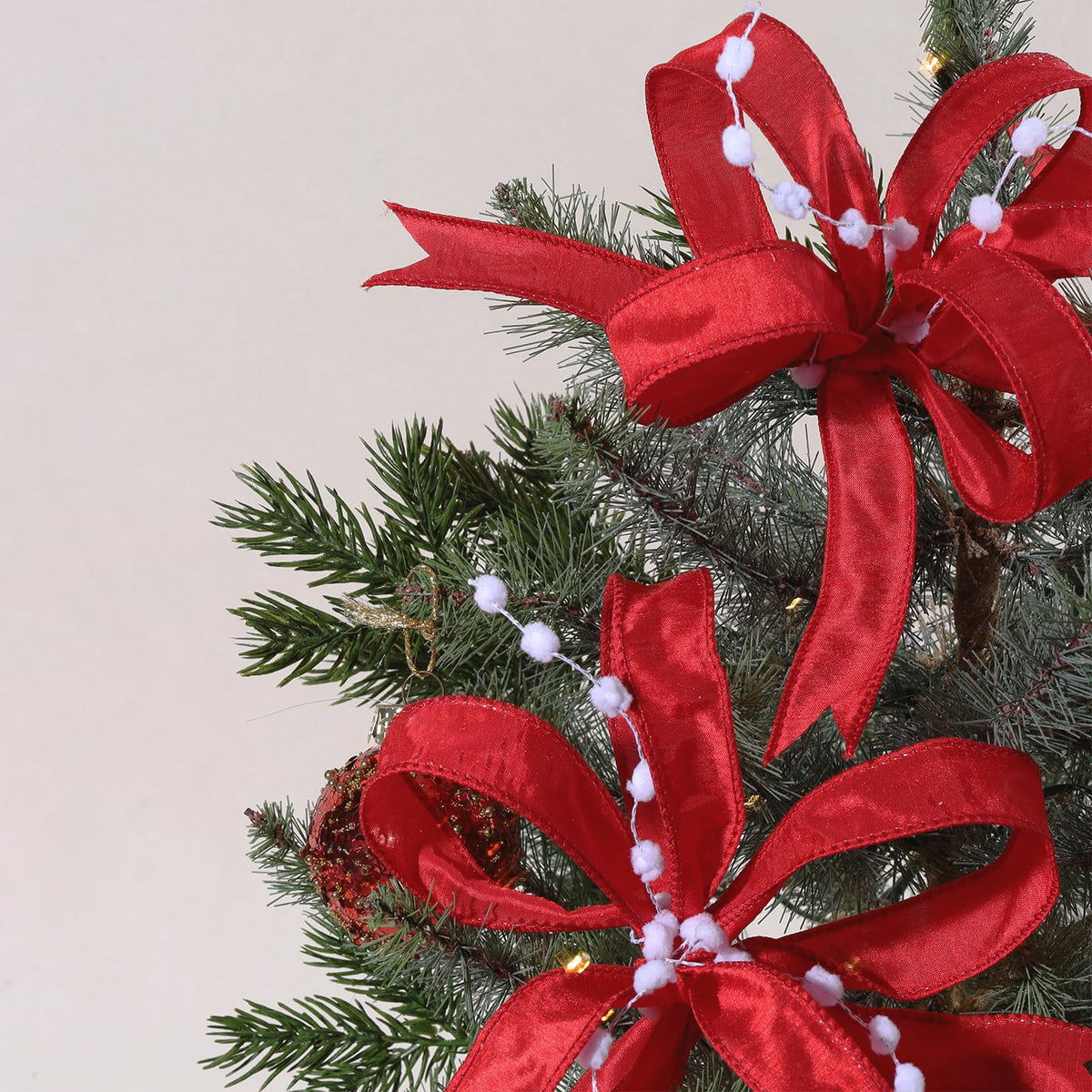 Red Ribbon Wired Christmas Dupioni, 1" x 10 Yards