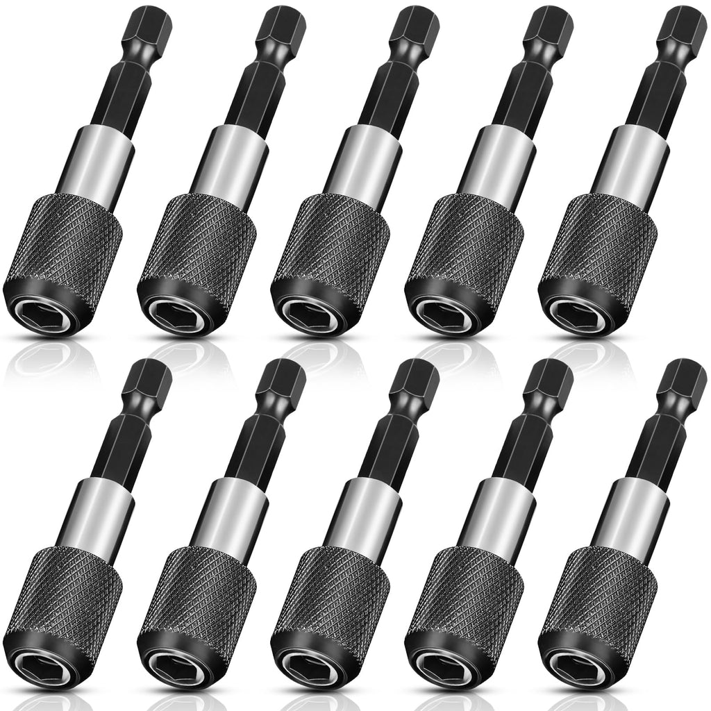 Chumia 10 Pcs Drill Bit Holder Magnetic Extension 1/4 Inch Hex Shank Quick Release Bar Socket Screwdriver Bit Holder Drill Accessories Quick Chuck Adapter for Screws Nuts
