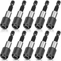 Chumia 10 Pcs Drill Bit Holder Magnetic Extension 1/4 Inch Hex Shank Quick Release Bar Socket Screwdriver Bit Holder Drill Accessories Quick Chuck Adapter for Screws Nuts
