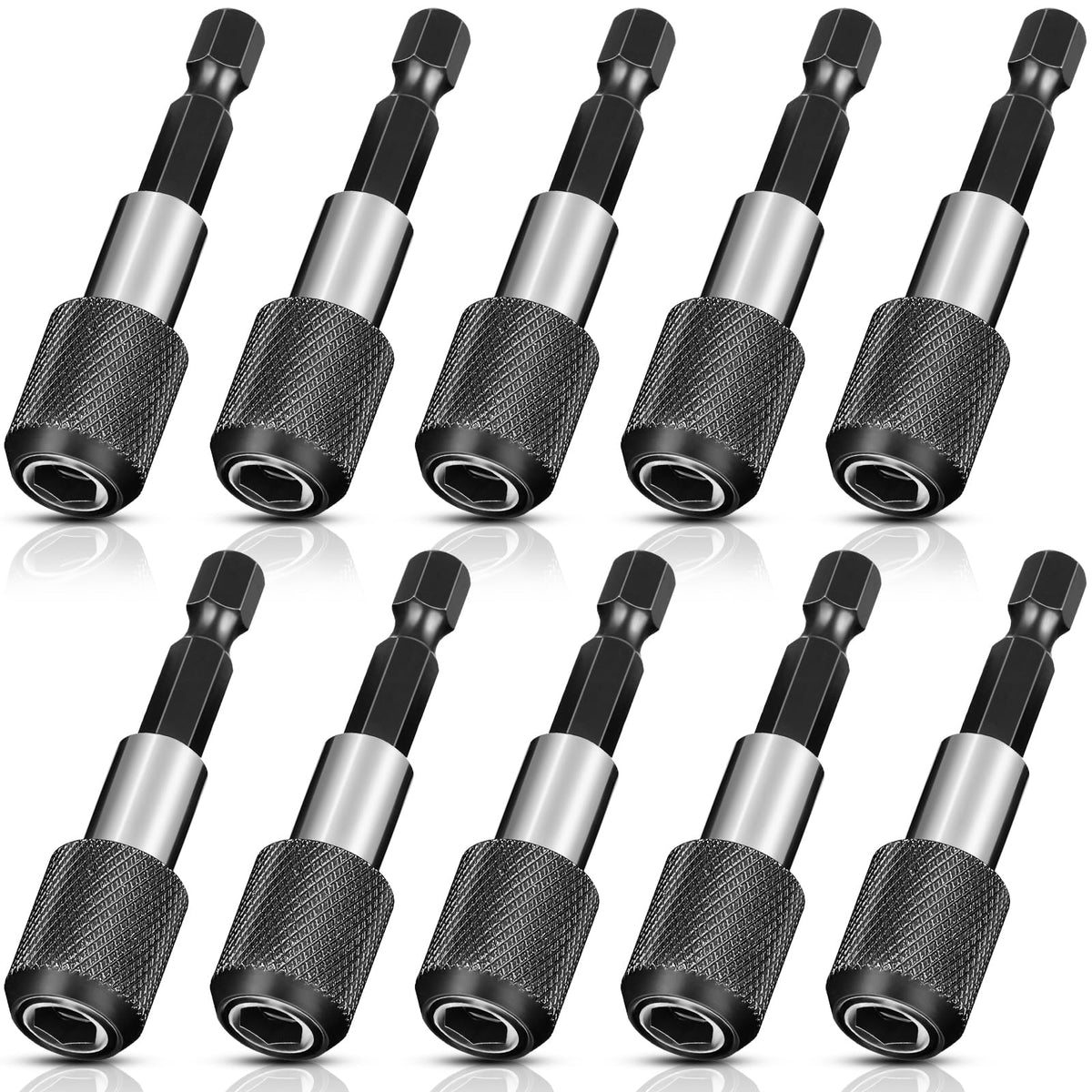 Chumia 10 Pcs Drill Bit Holder Magnetic Extension 1/4 Inch Hex Shank Quick Release Bar Socket Screwdriver Bit Holder Drill Accessories Quick Chuck Adapter for Screws Nuts