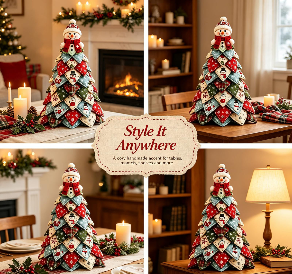 DIY Quilted Snowman Christmas Tree Sewing Kit, Patchwork Fabric Craft Set
