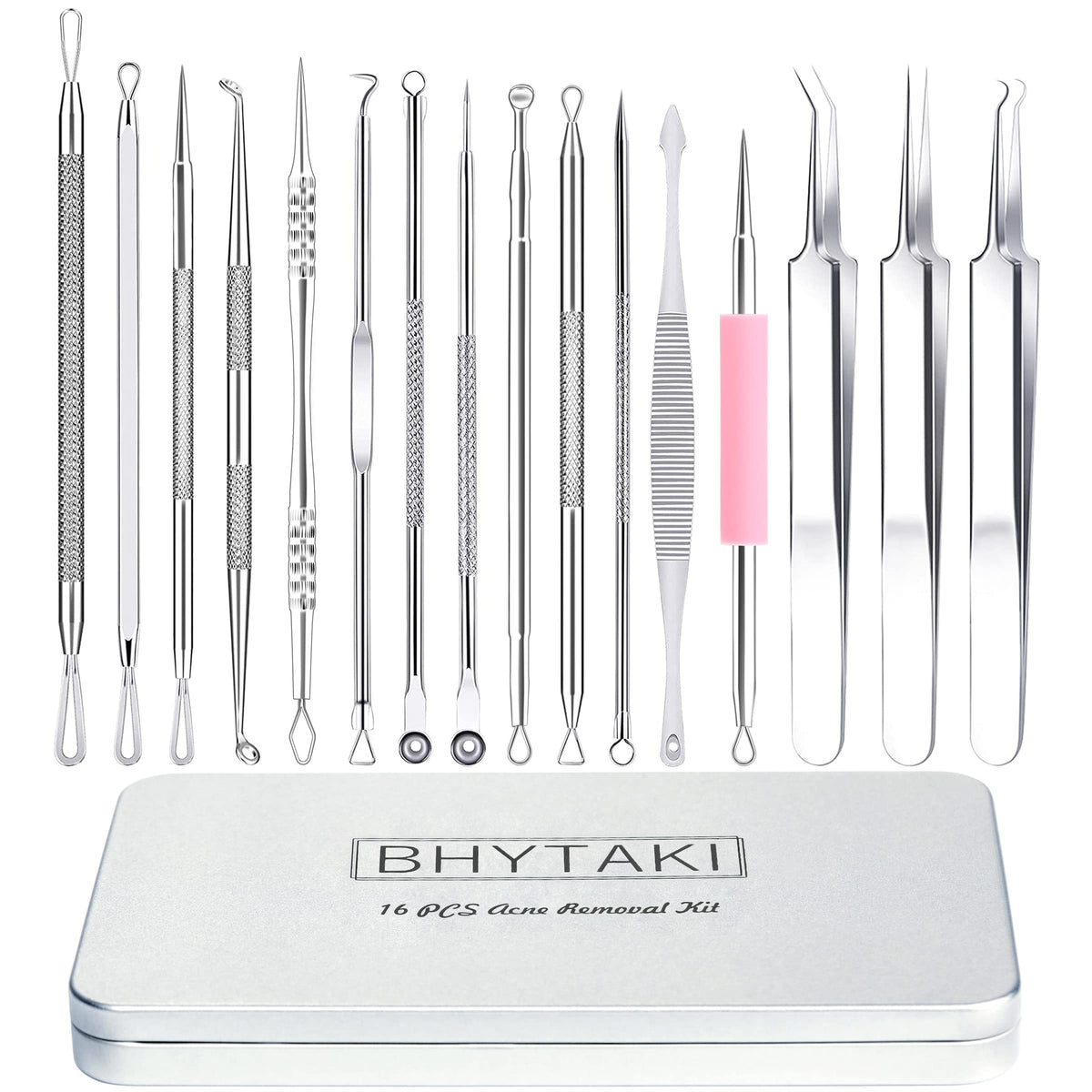 Blackhead Remover Tools 16 PCS Pimple Extractor with Metal Box