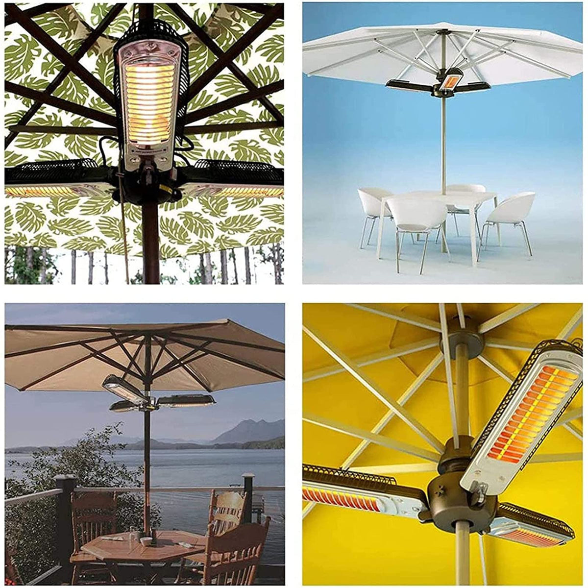 Hanging Umbrella Heater, Halogen Heating Electric Patio Three Heat Settings Heater for Balconies Courtyards Garages