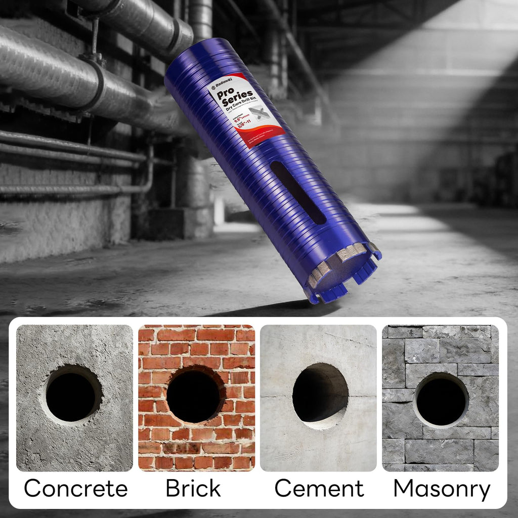 DaduoRi 1-1/4" Core Drill Bit with Pilot Bit & Adapters(SDS Plus and 1/2" Hex), 5/8"-11 Thread, 9.5" Depth, Upgraded-Welded Segments Diamond Core Bits for Concrete, Masonry, Brick, Stone