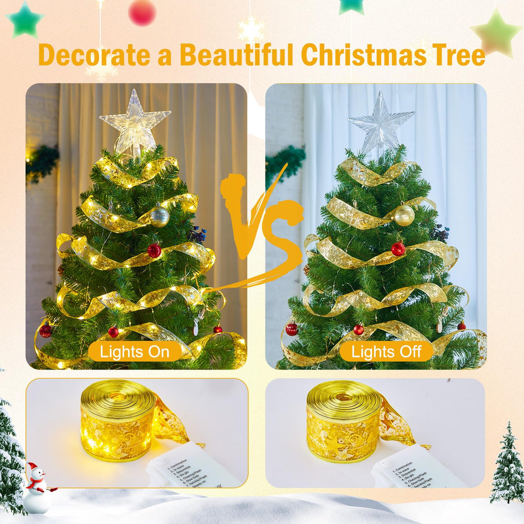 Christmas Tree Ribbon String Lights