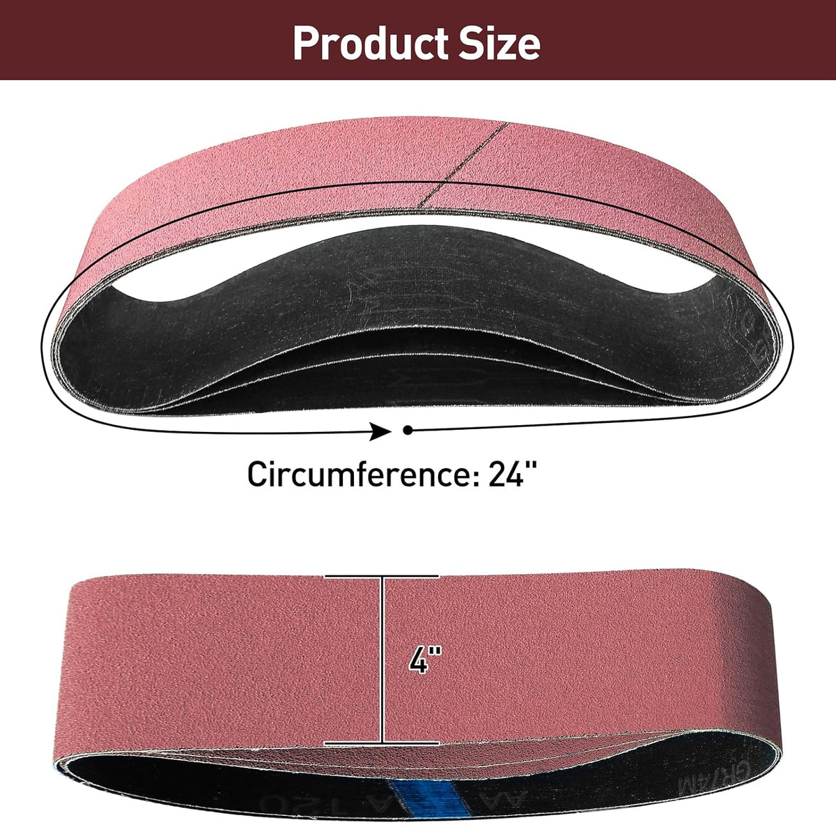 4" x 24" Sanding Belts for Belt Sander, Assorted Grits 12 Pcs (3 Each of 80 120 150 240), Aluminum Oxide Sanding Belts for Woodworking Metal Polishing Knife Sharpening