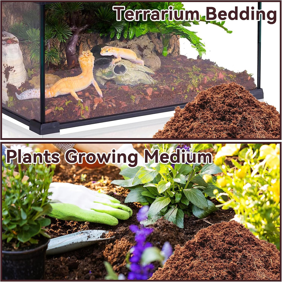 8 Pack Coconut Fiber Substrate, Natural Coco Coir Reptile Bedding