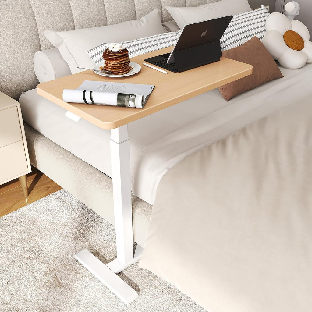 Overbed Table with Wheels, Height Adjustable Hospital Bedside Table