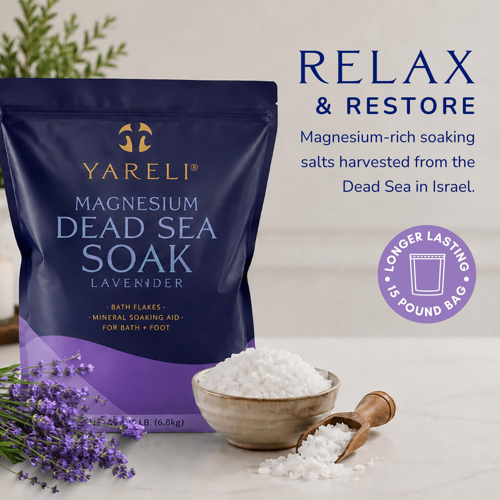 Magnesium Flakes, 15lb Lavender, Dead Sea Bath Soak, Alternative to Epsom Salt