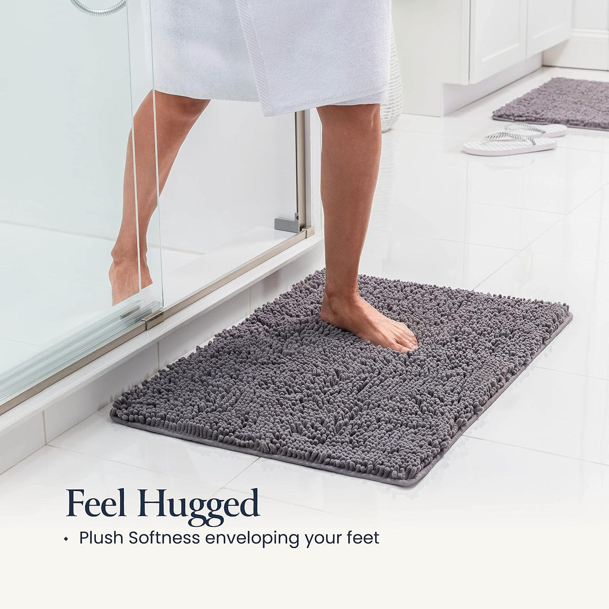 Bathroom Rugs Sets 2 Piece- Plush Bath Mat Set Quick-Dry Soft Chenille Mat with Rubber Backing, Absorbent Rug Set