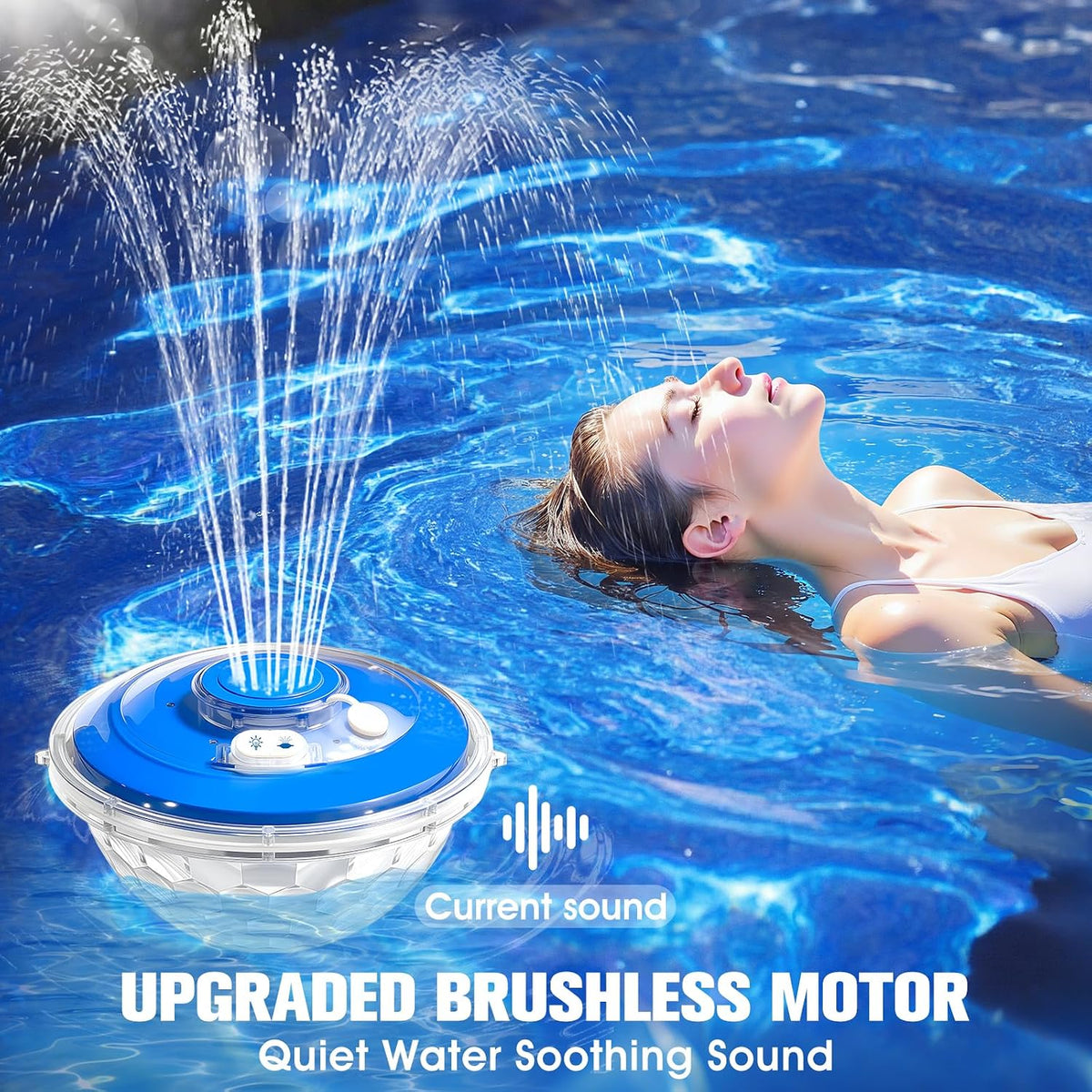 Upgraded Pool Fountain, Floating Pool Fountain with Lights, Above Ground Pool Water Fountains with Anchor, Swimming