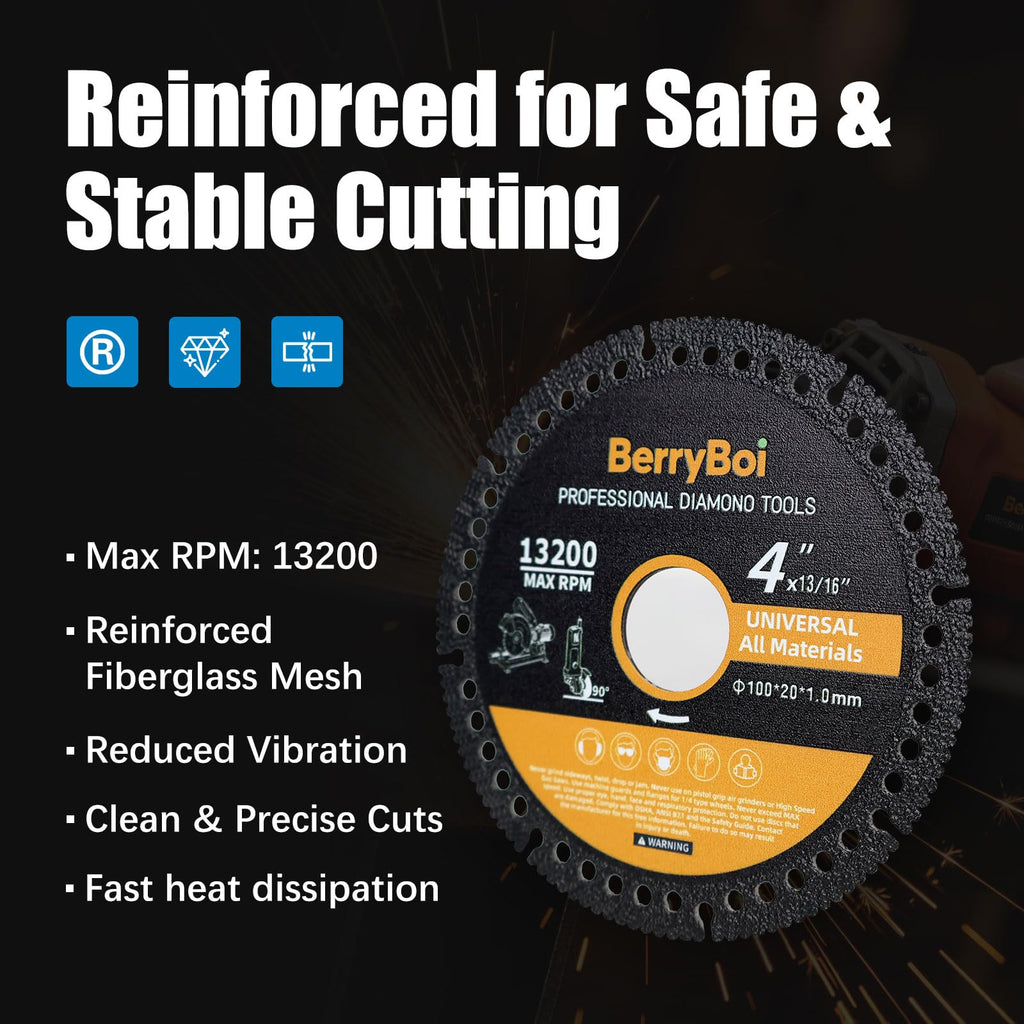 4 Inch Multi Purpose Diamond Cutting Disc for Angle Grinder, 100mm, 3 Pack