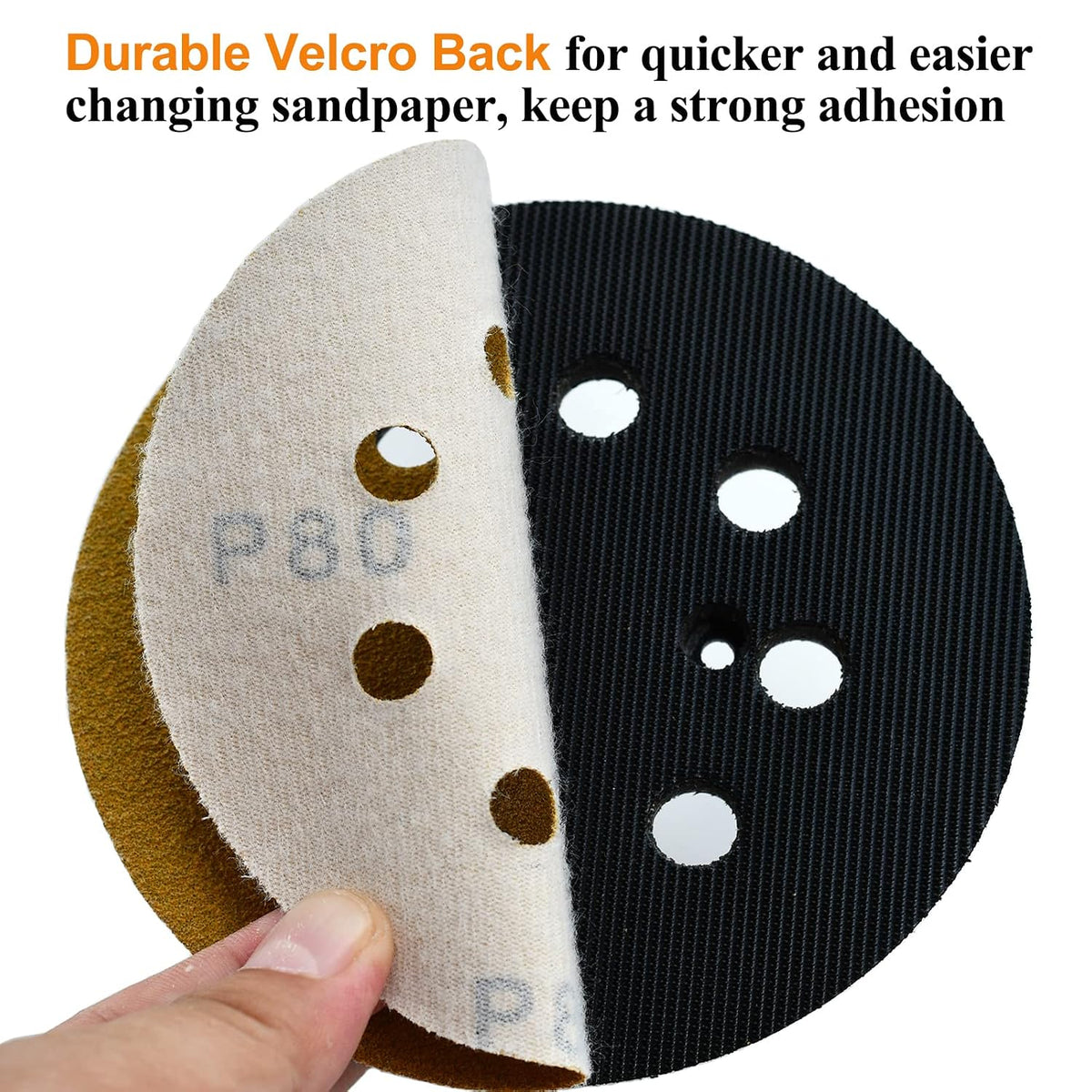 5-Inch 8-Hole Hook and Loop Sanding Discs 80-Grit, 50-Pack