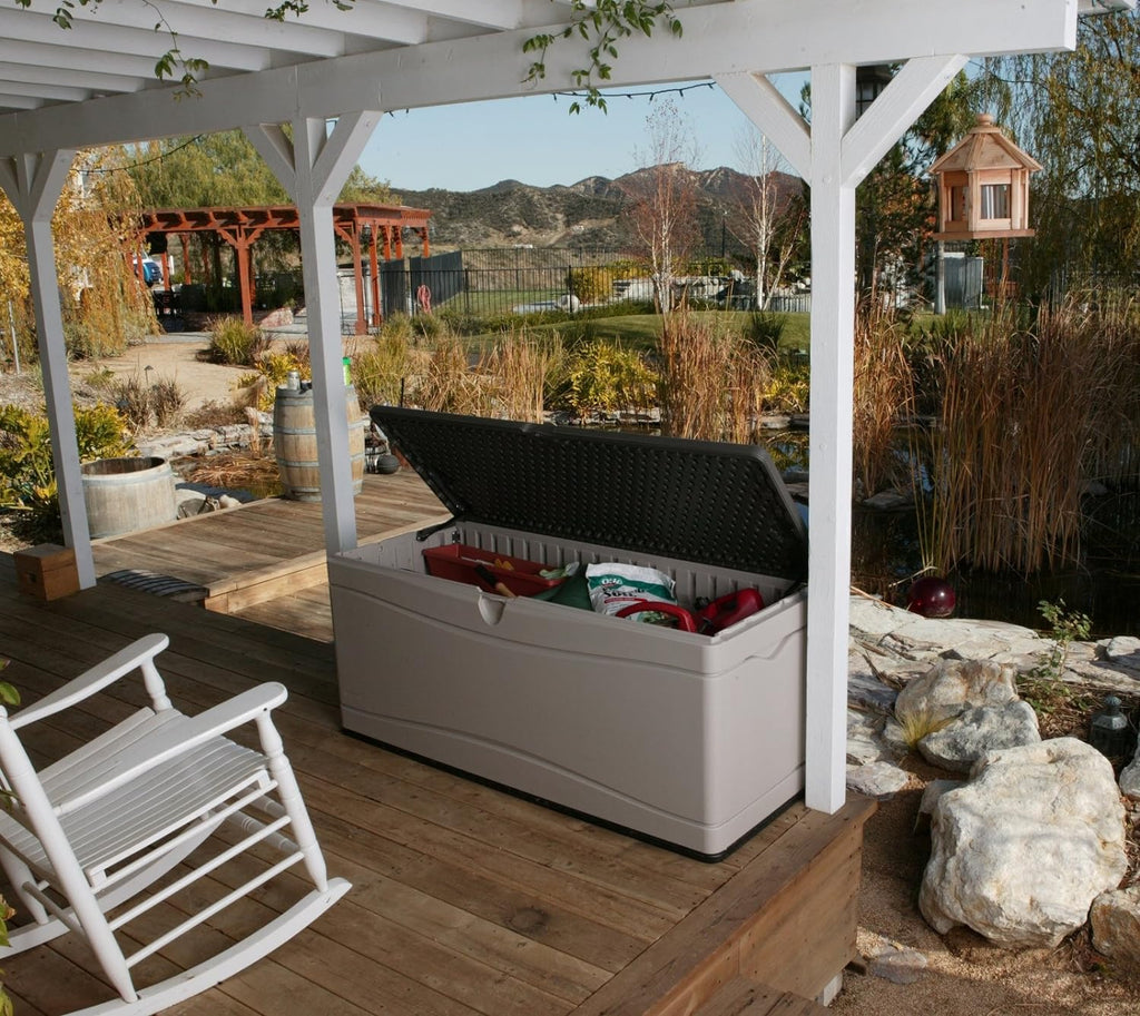 60012 Extra Large Deck Box, 130 Gallon, Desert Sand/Brown