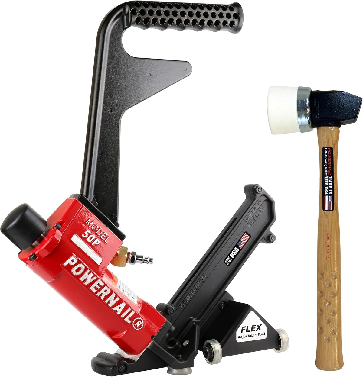 50P2FLEXPRXLW Pneumatic 18 Gauge L-Cleat Flooring Nailer with Flex Power Roller Adjustable Base