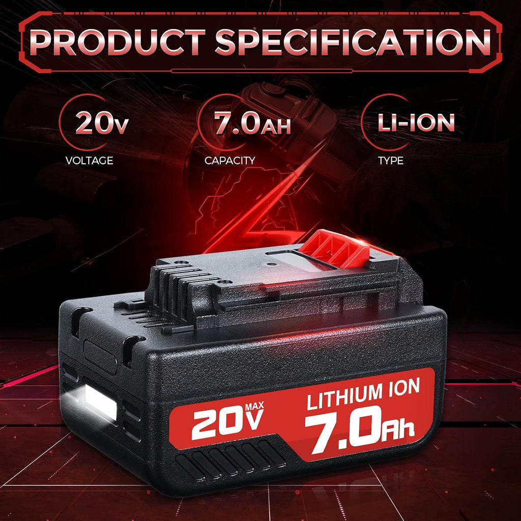 Upgraded 2Pack PCC685L 7.0Ah Replacement for Porter Cable 20V Battery