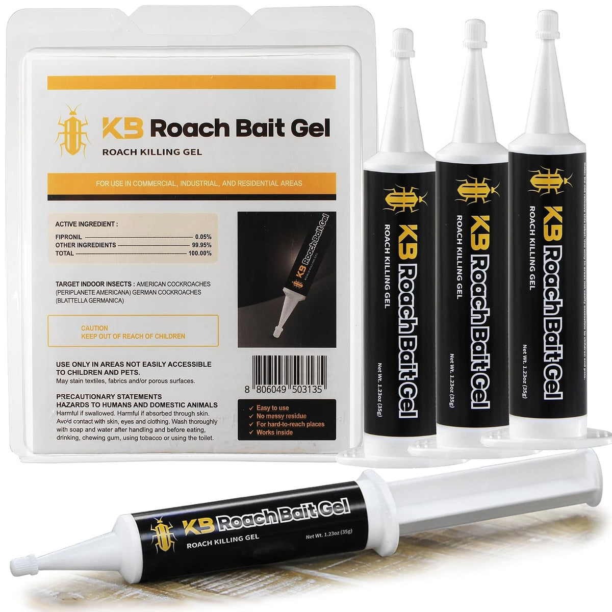 German Roach Killer Indoor Infestation for Home | 97~99% Lab-Tested Mortality in 14 Days - 0.05% Fipronil | 90-Day