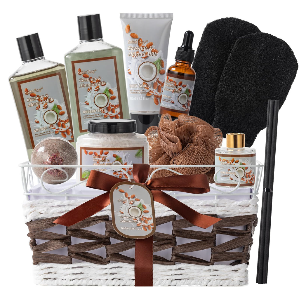 Coconut Almond Spa Gift Basket, Bath & Body Skin Care Set