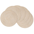 15 inch Round Placemats Set of 6, Cotton Polyester Woven Braided Place Mats, Washable Heat Resistant Circle Table