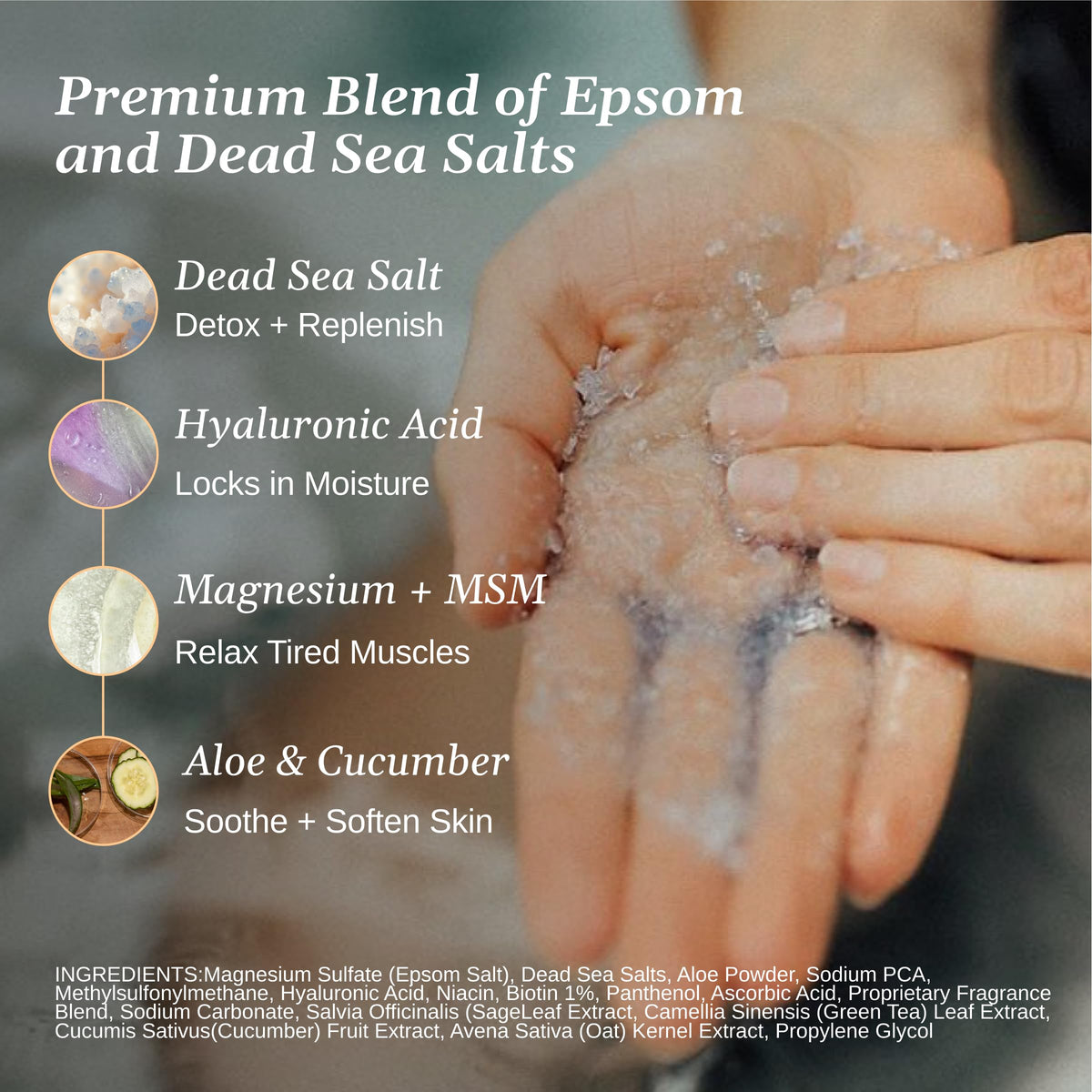 White Musk Vanilla Jasmine Bath Salts, Magnesium, 32 oz